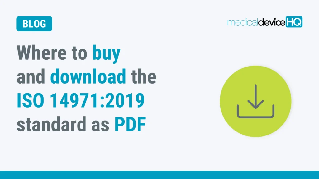 Where to buy and download the ISO 14971 2019 standard as PDF feature image