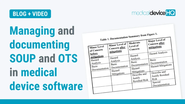 managing and documenting soup and ots in medical device software