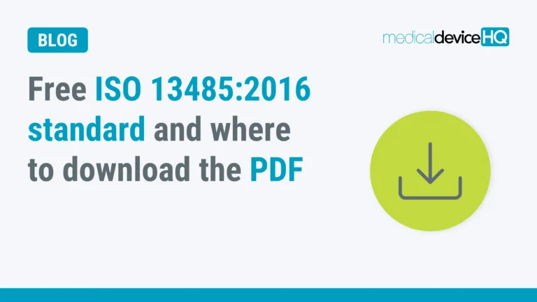 FREE ISO 13485 2016 standard blog feature image