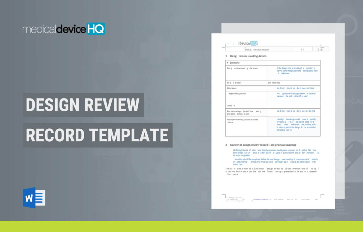 Design Review Record Template (ISO 13485, Medical Device) Medical