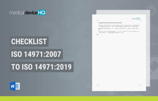 Checklist ISO 14971:2007 to ISO 14971:2019 Template (ISO 14971, Medical Device)