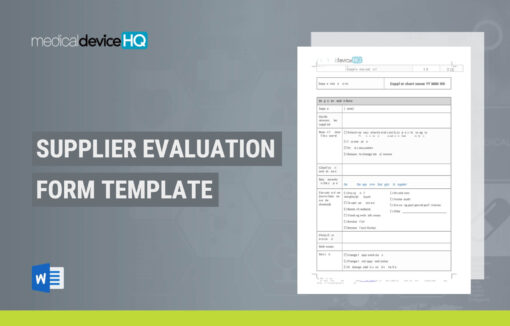 Supplier Evaluation Form Template (ISO 13485, Medical Device)