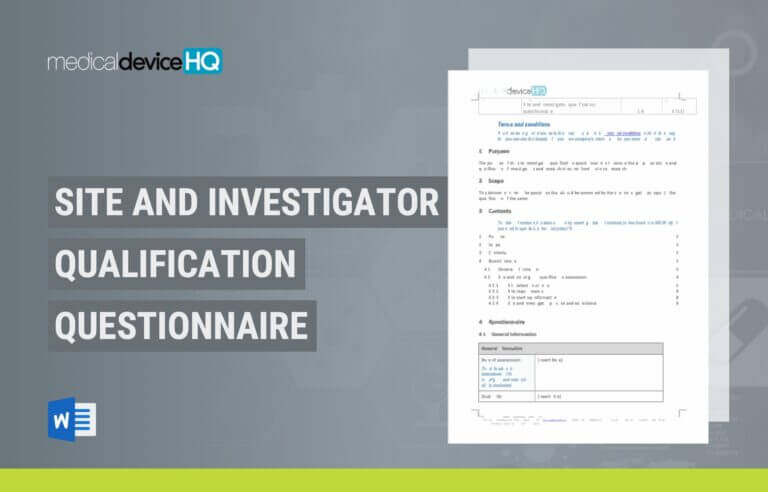 Site and investigator qualification questionnaire template (ISO 14155, Medical Device)