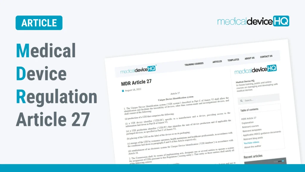 MDR article 27 feature image